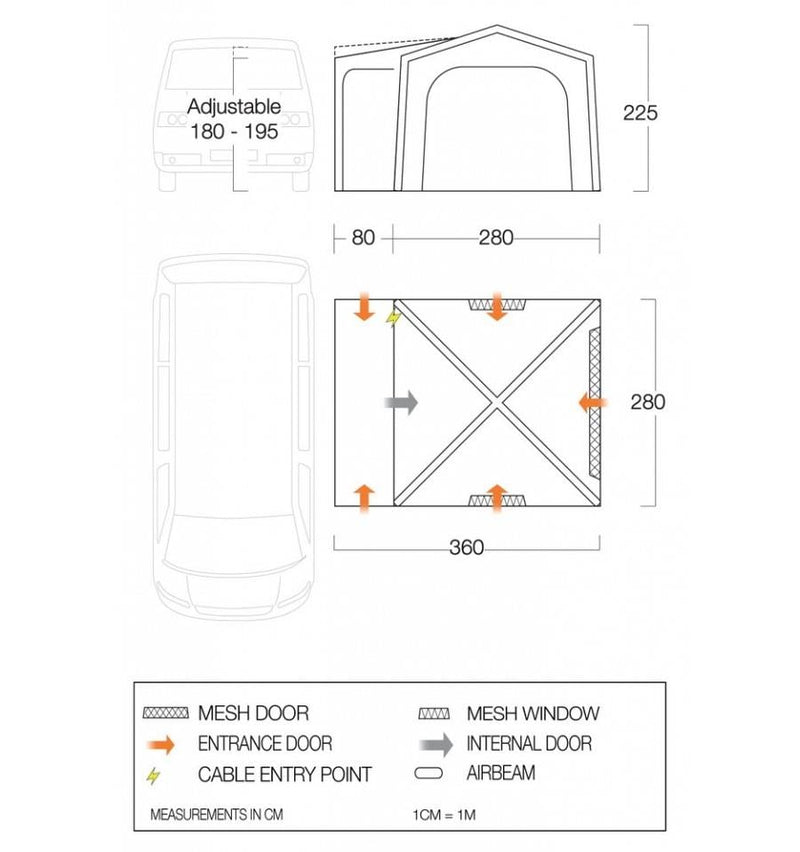 Vango - Agora Air VW Awning in Shadow Grey | AWRAGORAS32A3G