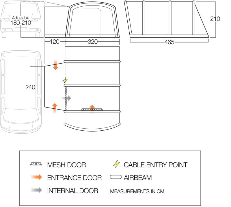 Vango - Galli III Air Low AirWay Drive Away Awning  | AWPGALLIC3YTDR