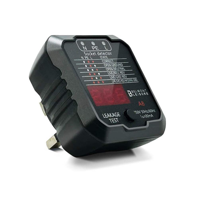 Belmont Leisure Mains Socket Tester with Reverse Polarity UK 240v 50/60Hz