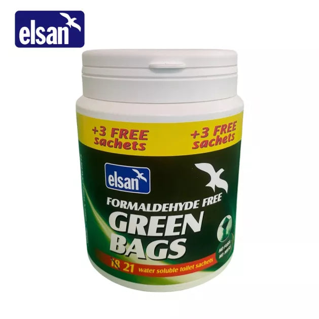 Elsan - Green Bags Water Soluble Toilet Sachets (Formaldehyde-Free)