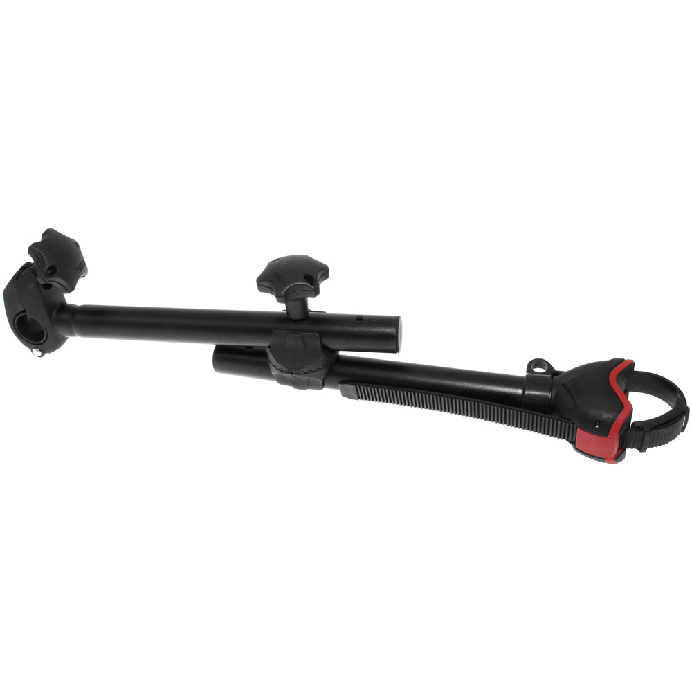 Black and red adjustable rod on a white background