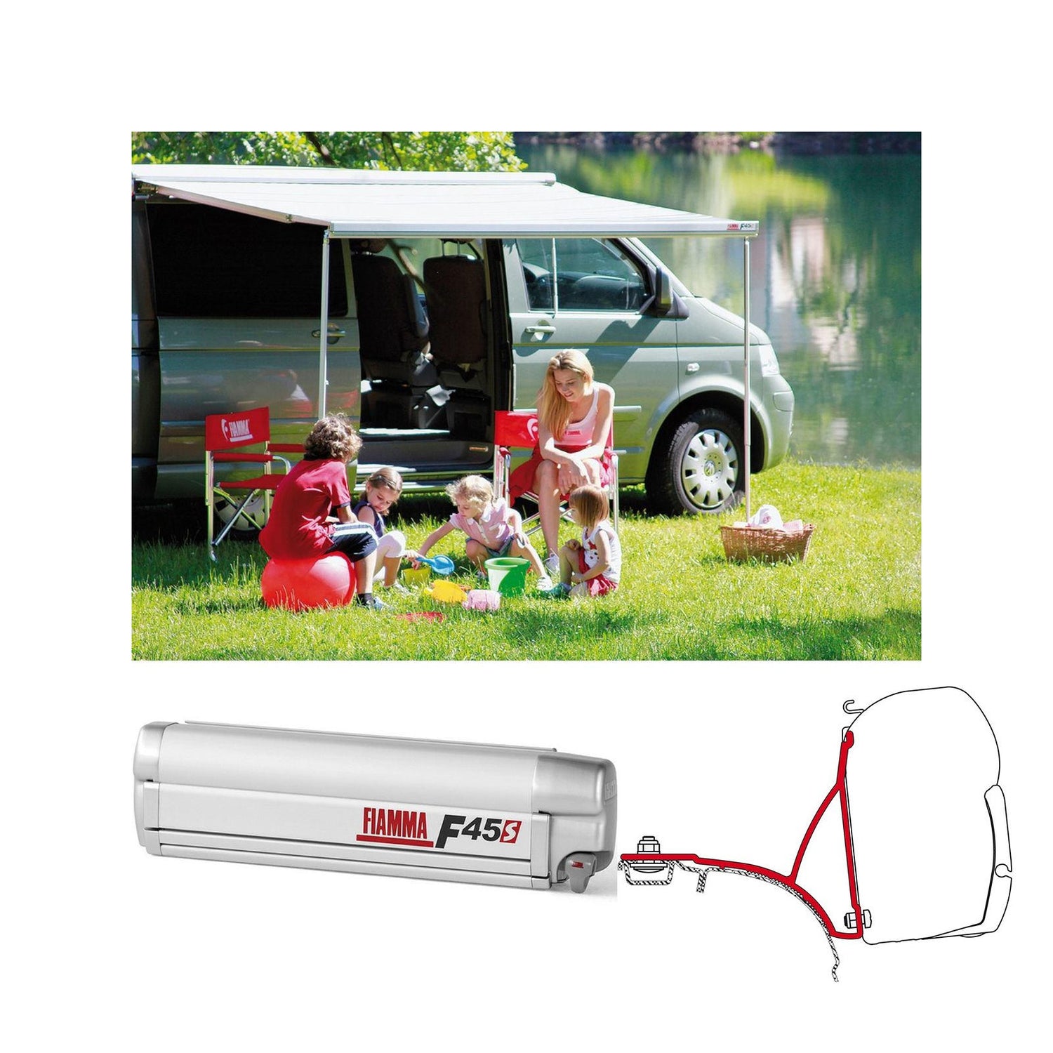 Fiamma - F45S Awning VW T5/T6 SWB Multivan Royal Grey Fabric in Titanium Case | 06291D01R