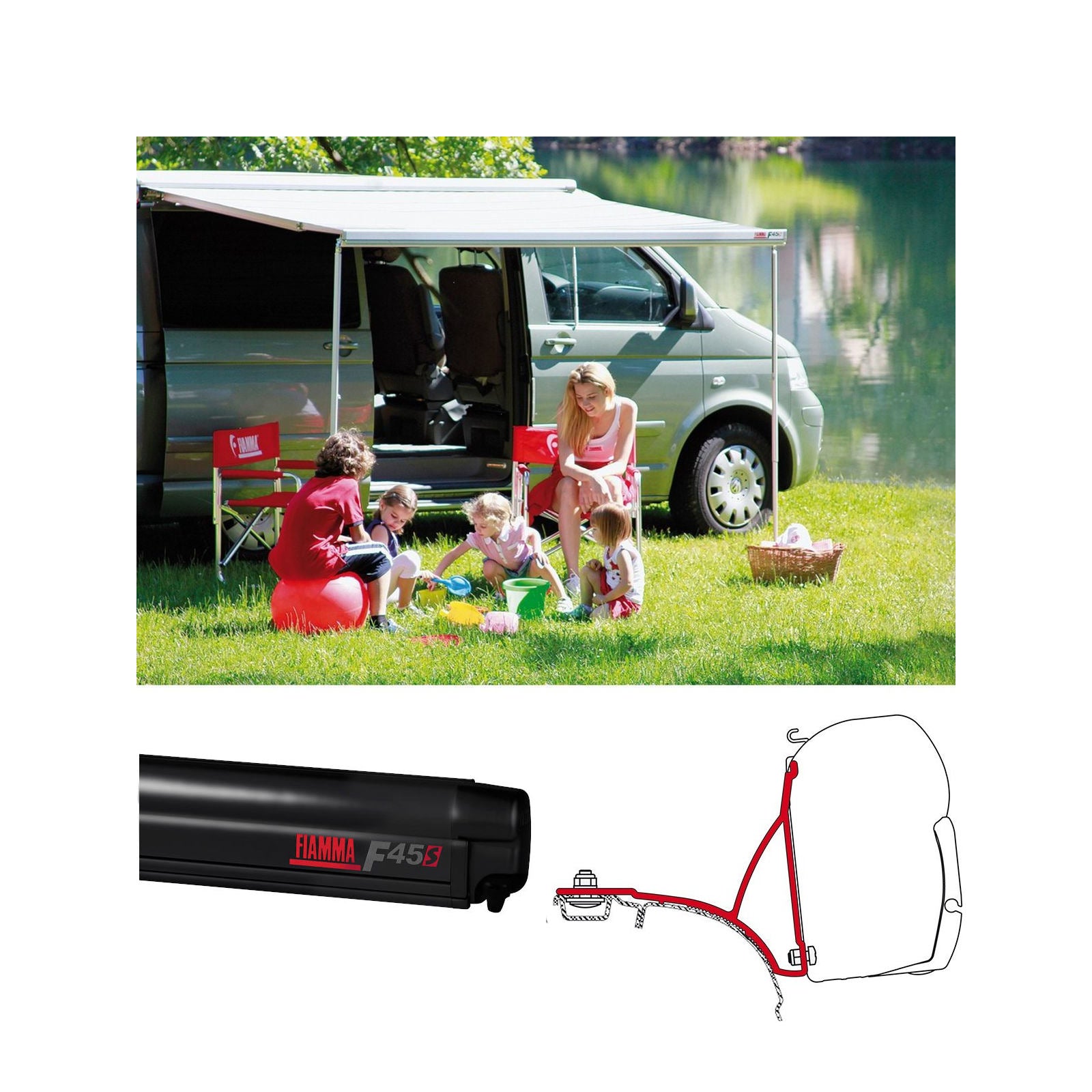 Fiamma - F45S Awning SWB 263x200cm Royal Grey Fabric in a Deep Black Case | 07129D01R