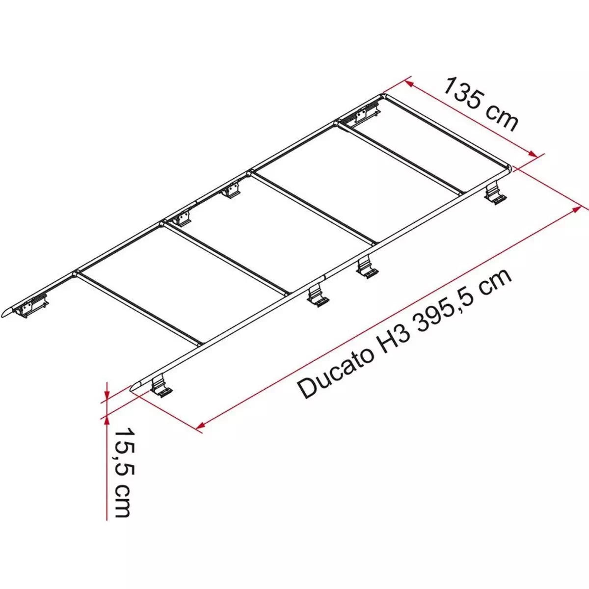 Fiamma - Roof Rail – For Fiat Ducato H3 L3 &amp; L4 | 05808-03