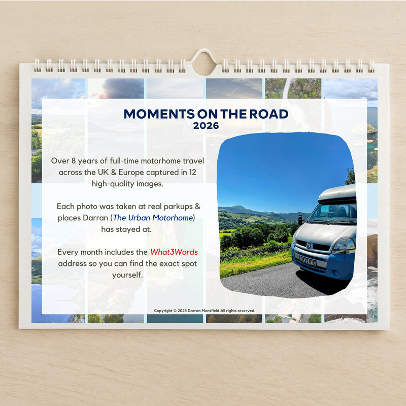 Moments on the Road 2026 Calendar – By Darran, The Urban Motorhome