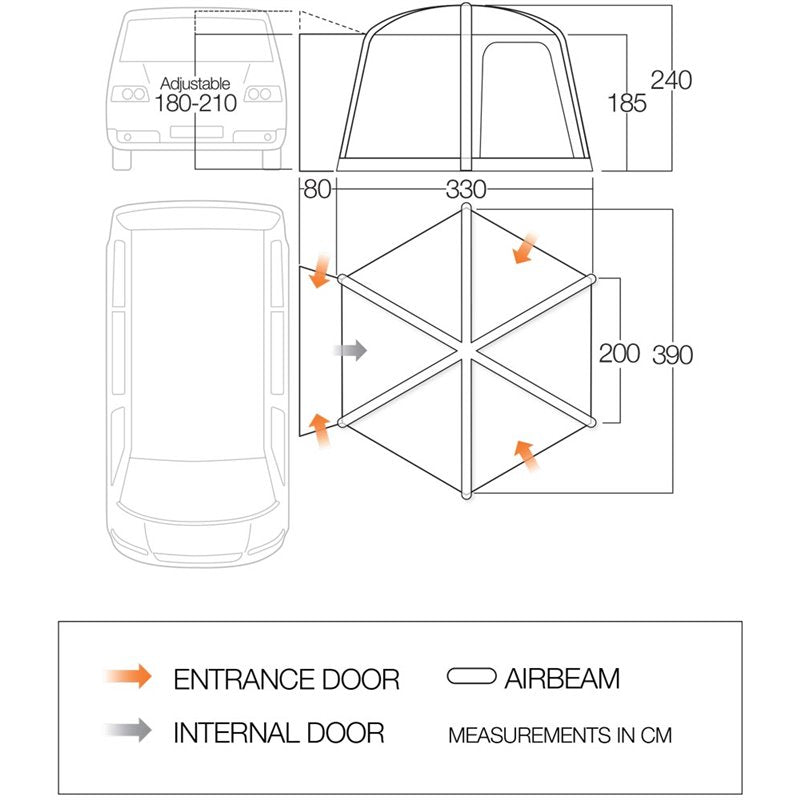 Vango - Airhub Hexaway II Low Drive Away Awning 2023 Model | AWPHEXAWAC3YTDR