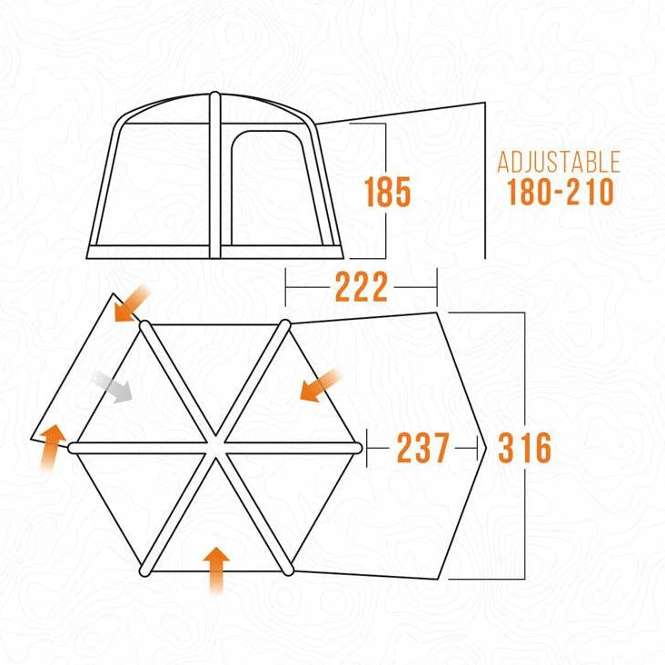 Vango - AirHub Hexaway Sun Canopy Sentinel Pro Fabric | AWPHEXSUNG3JZ05
