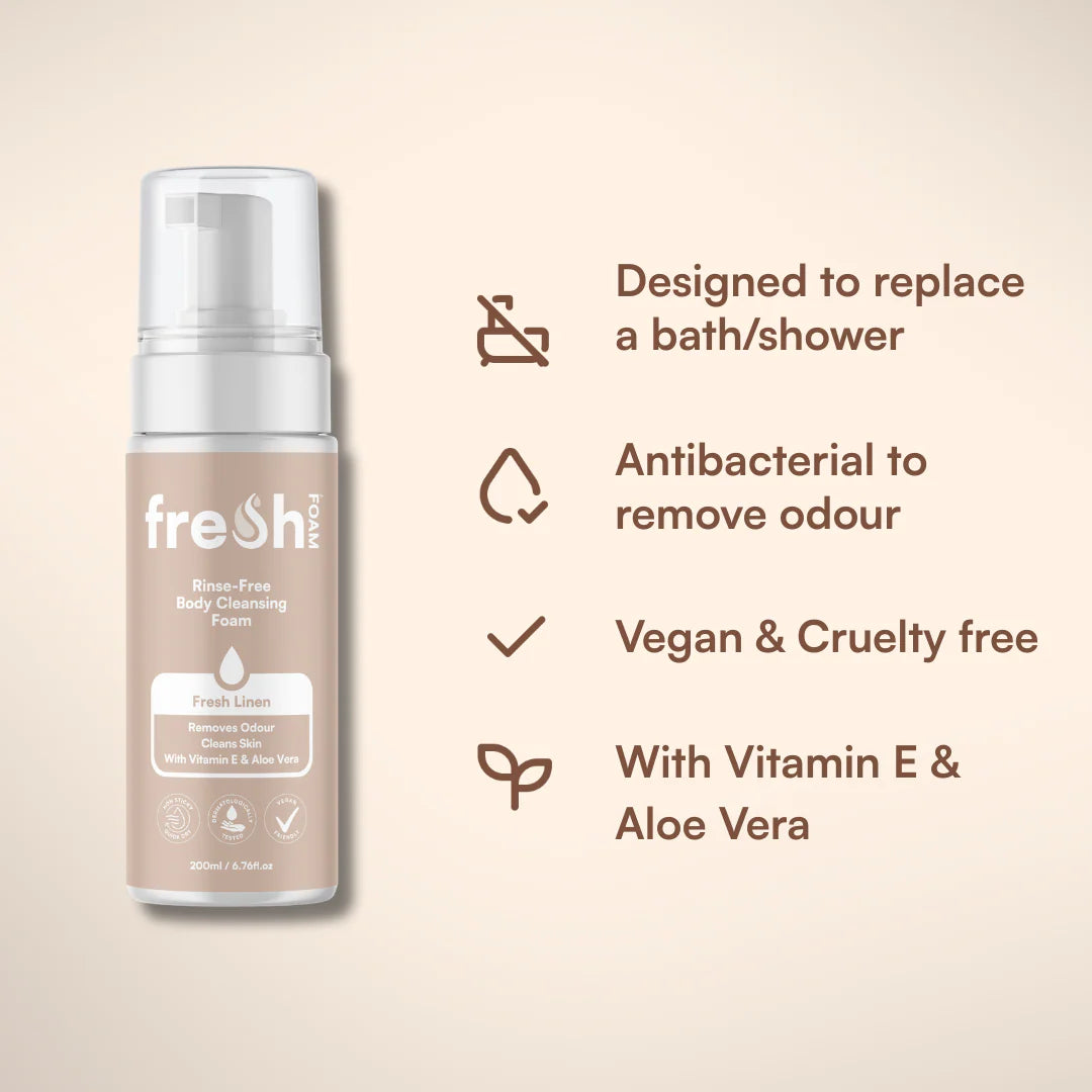 Freshwipes – Rinse-Free Body Cleansing Foam | Fresh Linen | 200ml