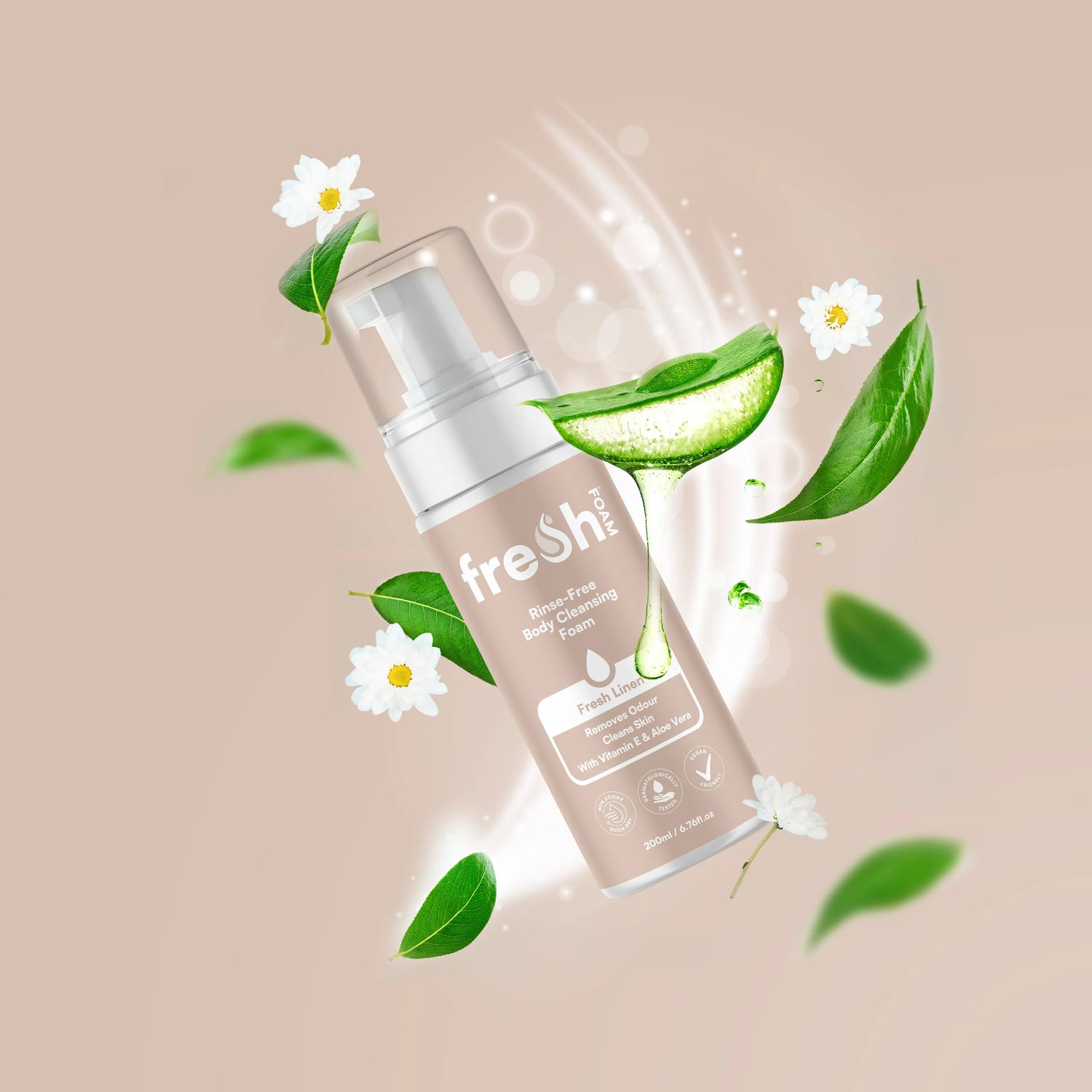 Freshwipes – Rinse-Free Body Cleansing Foam | Fresh Linen | 200ml