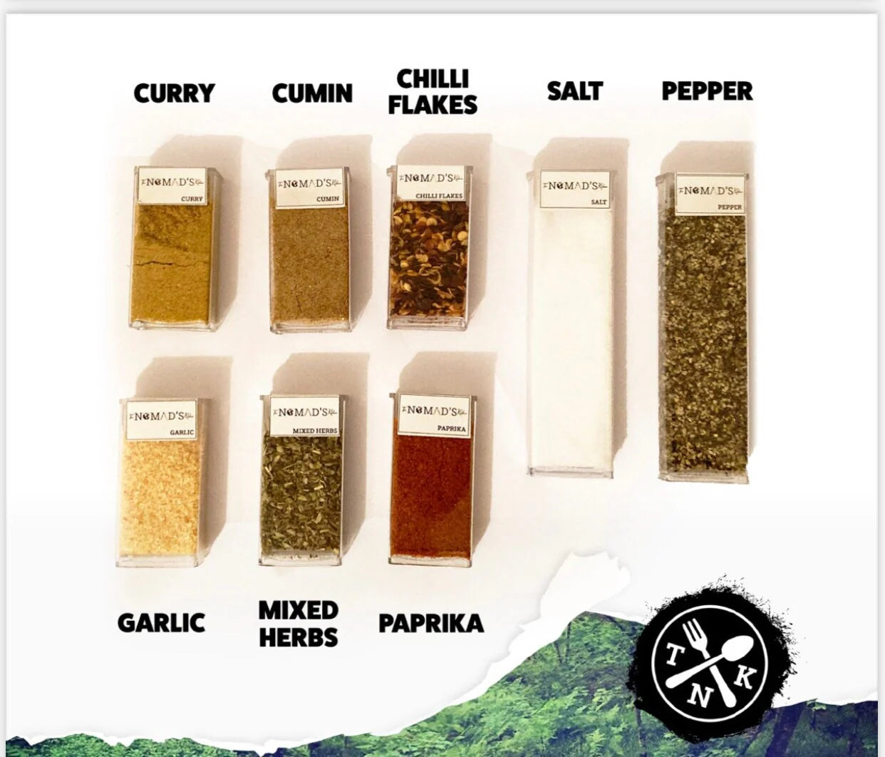 The Nomads Kitchen - Spice Rack Kit | Portable Camping Herbs & Spices Set