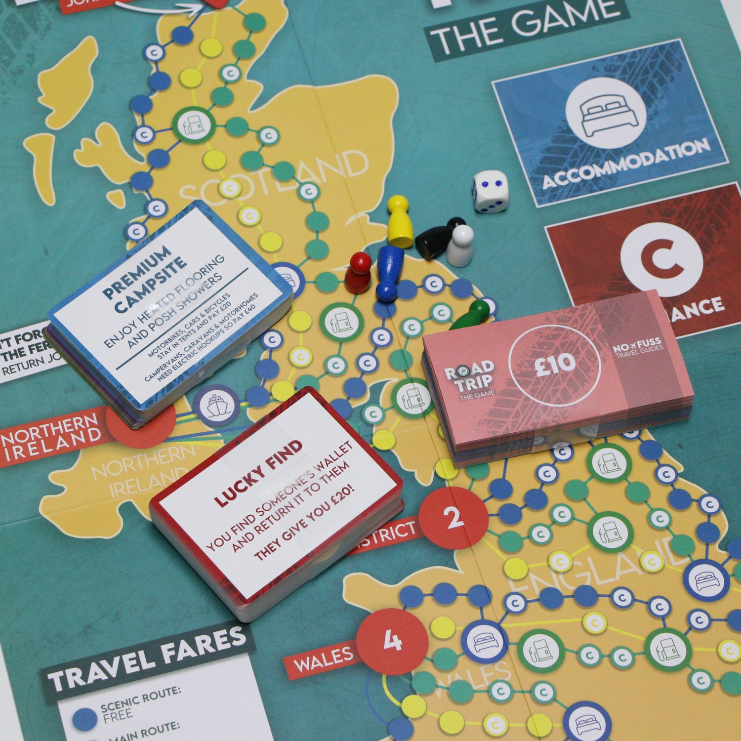 Road Trip The Game by No Fuss Travel Guides | Family Travel Board Game for 2-6 Players