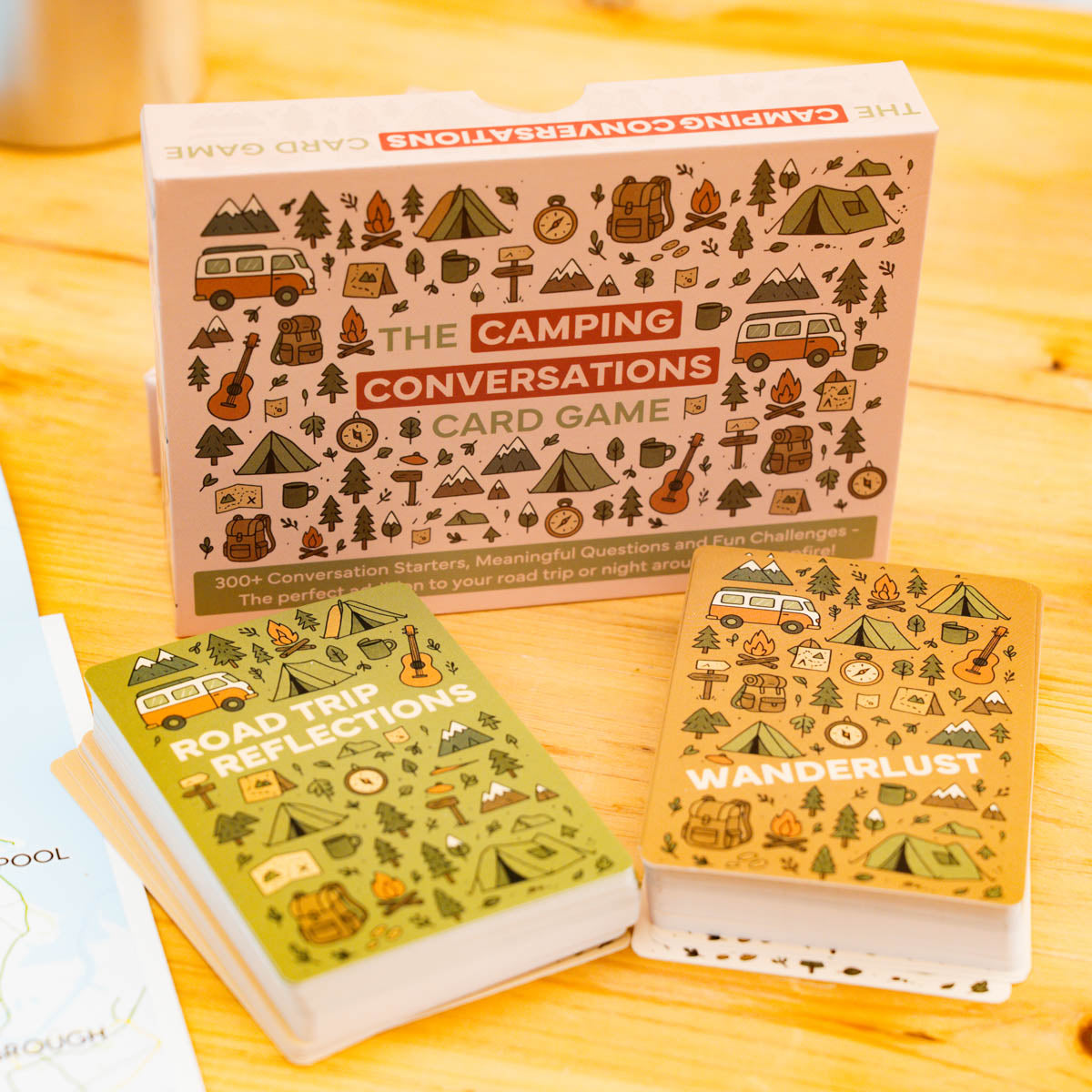 Camping Conversations Card Game by No Fuss Travel Guides | 300+ Travel Conversation Starters & Family Fun