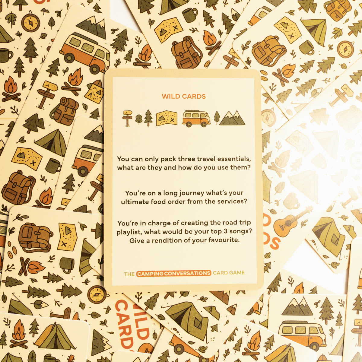 Camping Conversations Card Game by No Fuss Travel Guides | 300+ Travel Conversation Starters & Family Fun