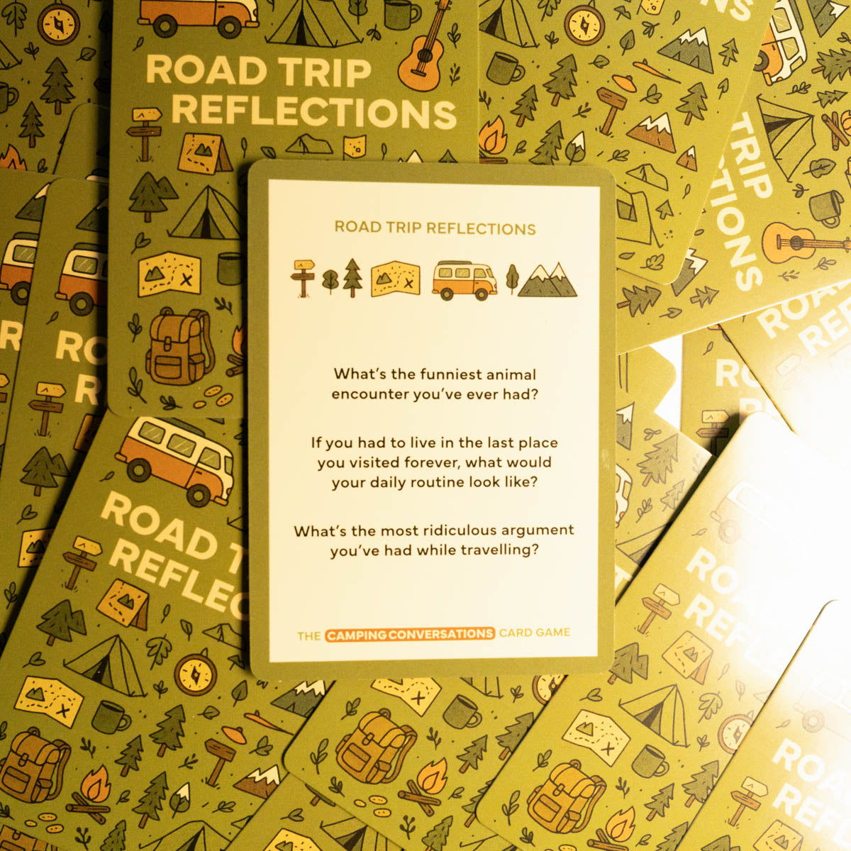 Camping Conversations Card Game by No Fuss Travel Guides | 300+ Travel Conversation Starters & Family Fun