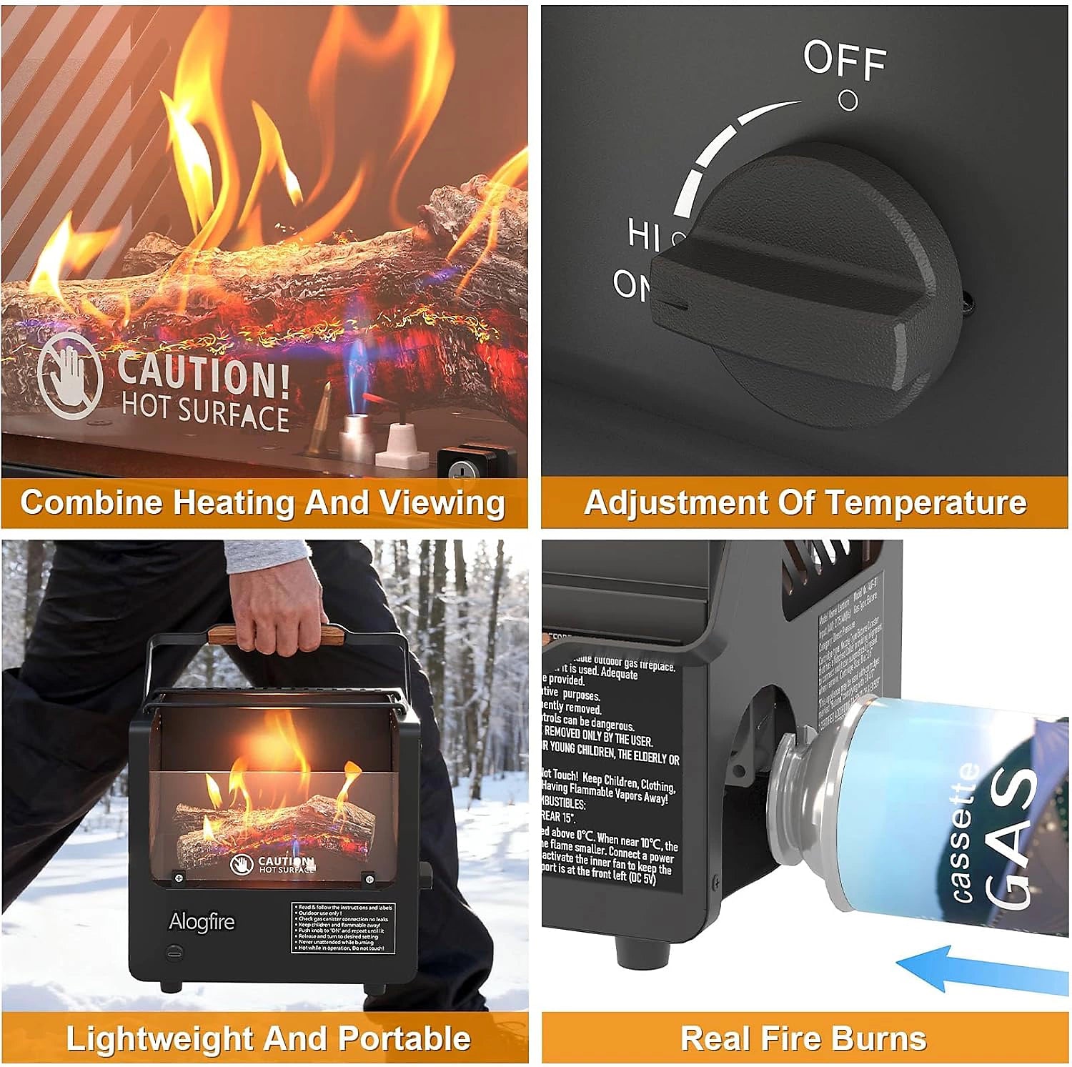 Alogfire - Mini Campfire | Compact Real-Flame Outdoor Heater
