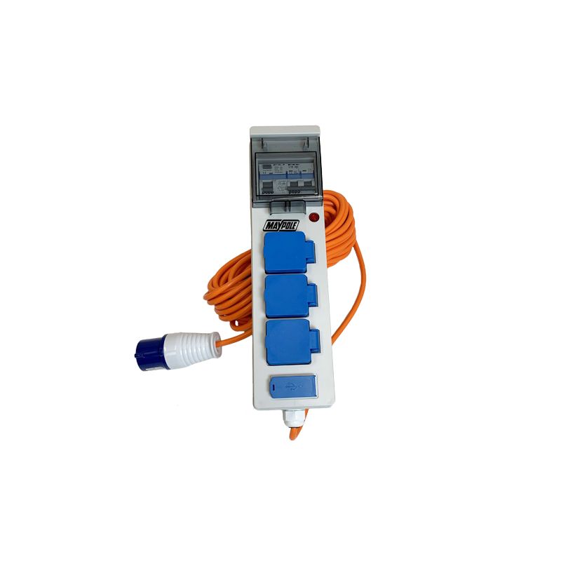 Maypole - 16A Hook Up Mains Power Unit with Twin USB Cable | 15M | MP3766