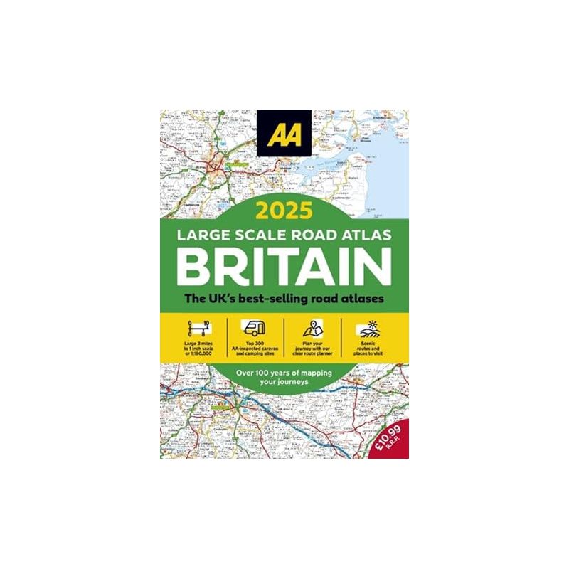 2025 Large Scale Road Atlas Britain (AA Publishing) 3 miles to 1 inch scale (A3 size) Staple Bound [Staple Bound] [2024] AA Media Limited