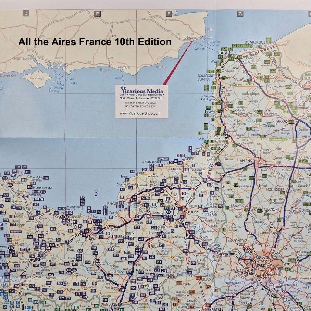 Map of Aires in France for All the Aires France 10th edition Vicarious Book