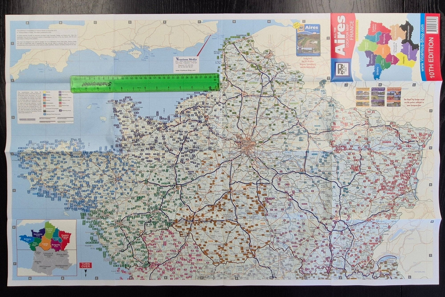 Map of Aires in France for All the Aires France 10th edition Vicarious Book