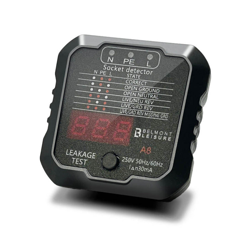 Belmont Leisure - Mains Socket Tester with Reverse Polarity UK 240v 50/60Hz