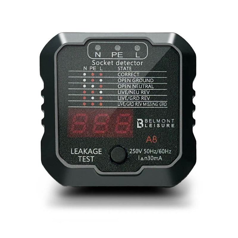 Belmont Leisure - Mains Socket Tester with Reverse Polarity UK 240v 50/60Hz