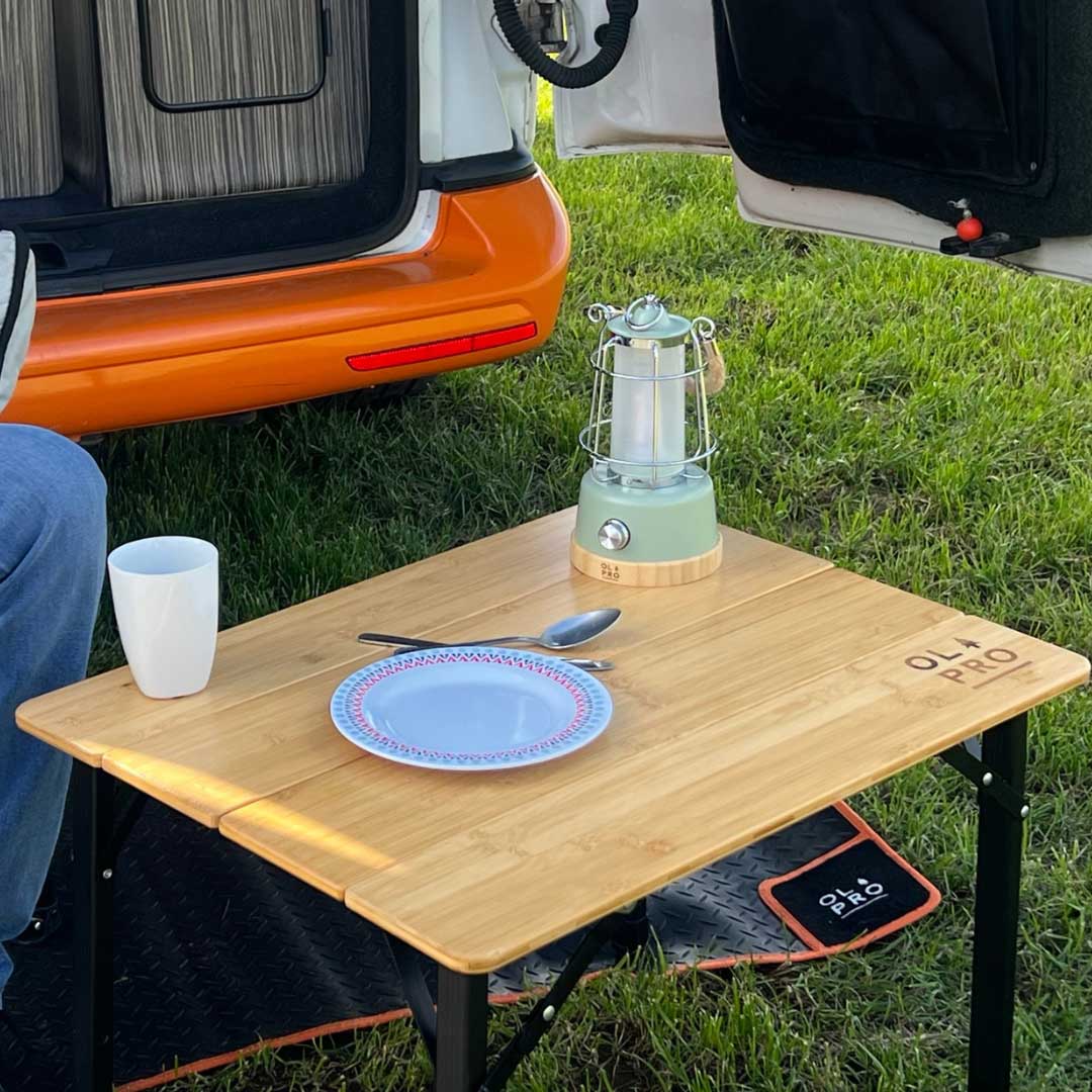 OLPRO - Bamboo Camping Table 4 Folding 65cm x 50cm | FU548