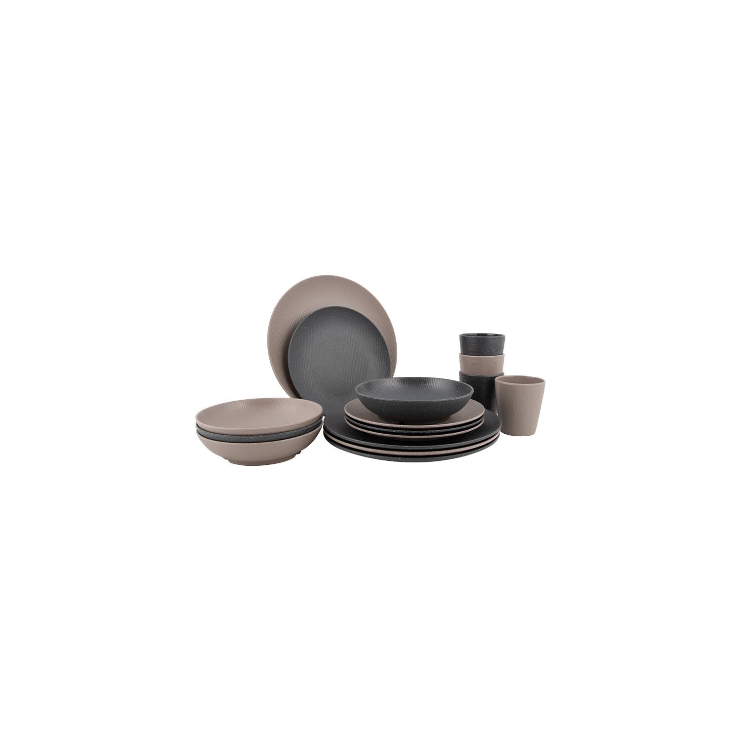 Bo-Camp - Folk Tableware | Beige & Grey | Urban Collection | 16 Pcs | BO-6181377
