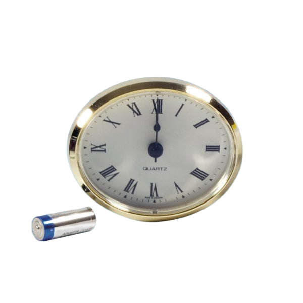 PLS - Caravan Clock 72mm Oval with Brass Bezel (ME508)
