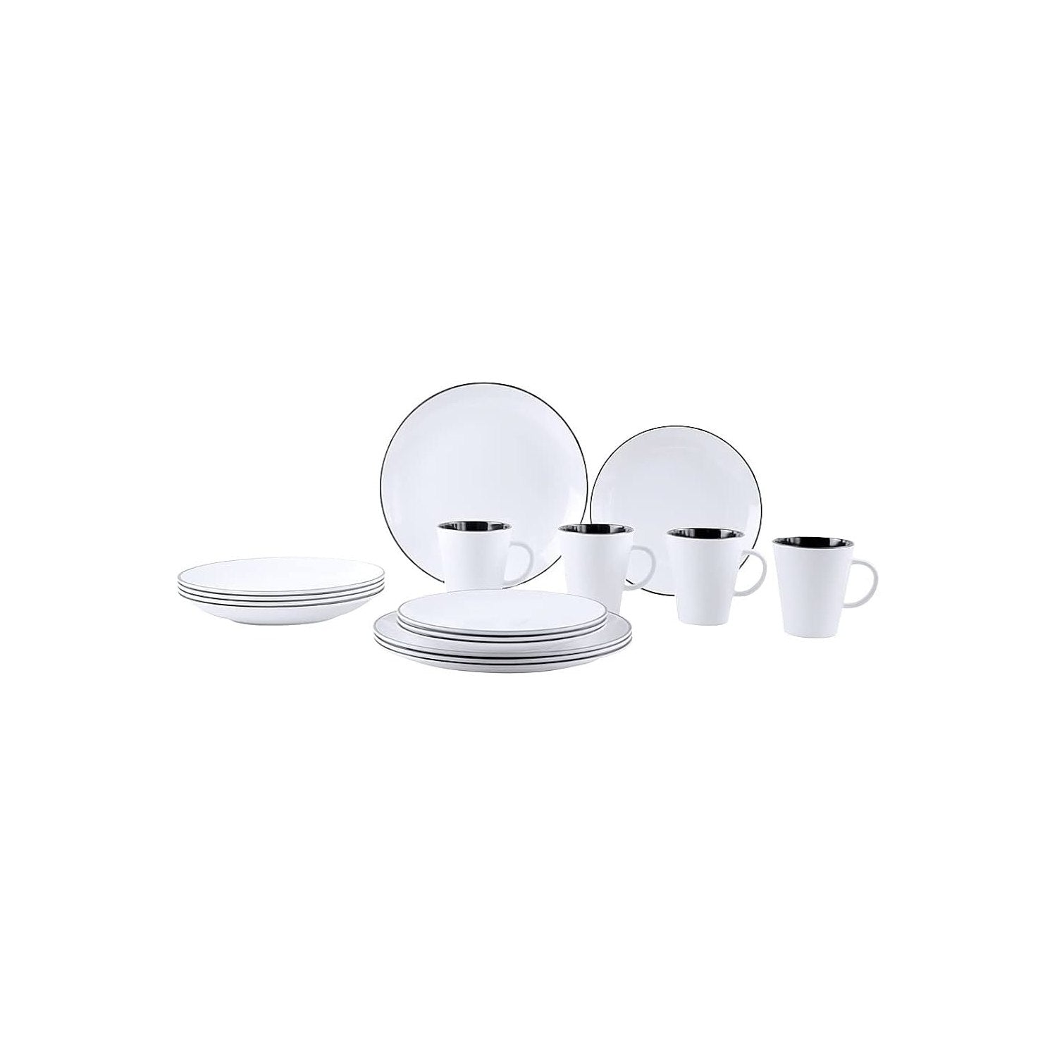 Gimex LIN Tableware black 12 pcs