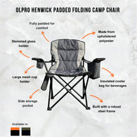 OLPRO - Henwick Padded Folding Camp Chair - Grey & Charcoal | FU107