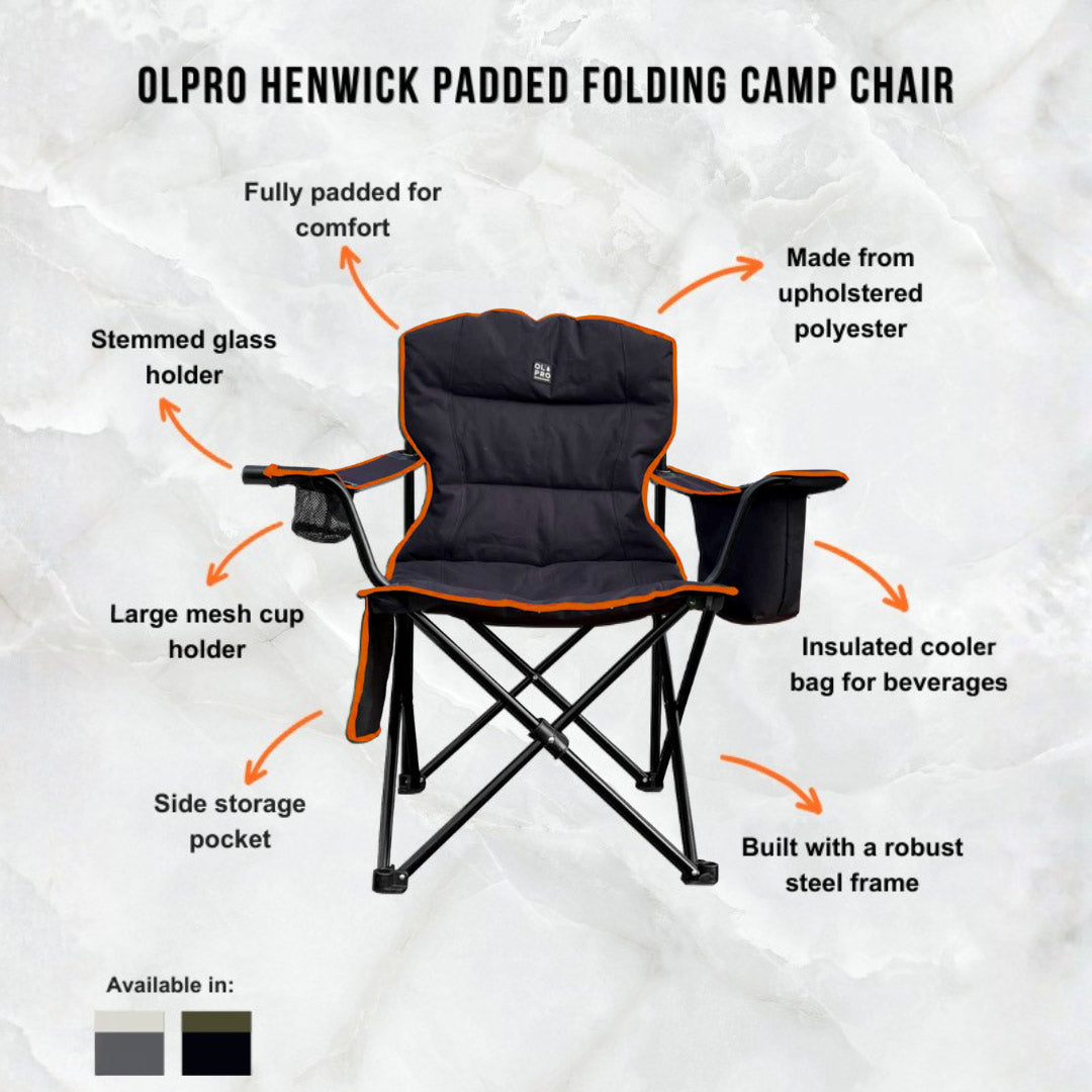 OLPRO - Henwick Padded Folding Camp Chair Orange & Black | FU114
