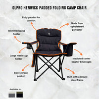 OLPRO - Henwick Padded Folding Camp Chair Orange & Black | FU114