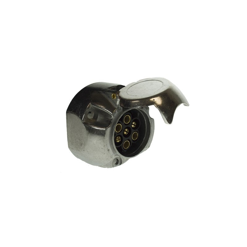Maypole - caravan electric 7 pin aluminium socket with brass pin MP025B