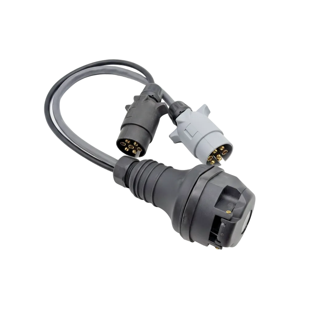 Powerpart - 13 Pin Socket to Twin 7 Pin Plug Adaptor | Trailer & Caravan