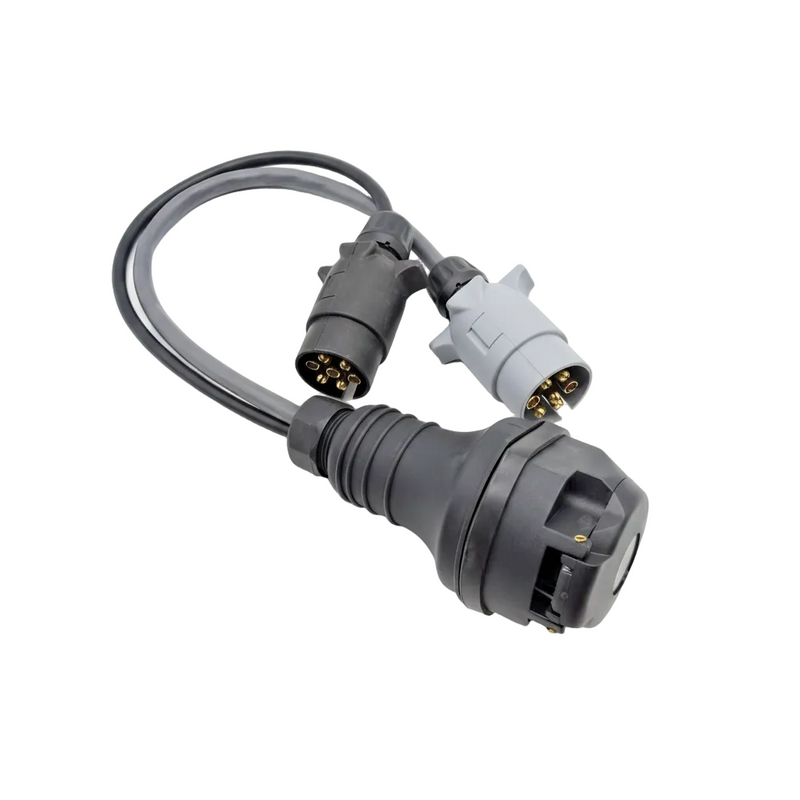 Powerpart - 13 Pin Socket to Twin 7 Pin Plug Adaptor | Trailer & Caravan