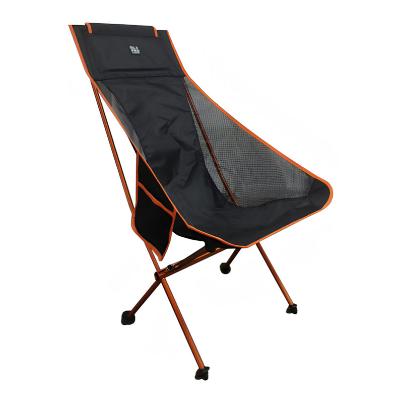 OLPRO - Ultralight Camping Chair - High Back Black with Orange Trim | FU664
