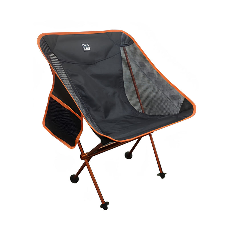 OLPRO - Ultralight Camping Chair - Low Back Black with Orange Trim | FU663