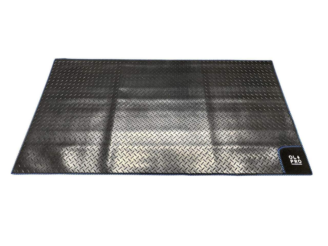 OLPRO - Awning Tunnel Mat 1500mm x 800mm Black Rubber with Blue Edge Trim | OM15