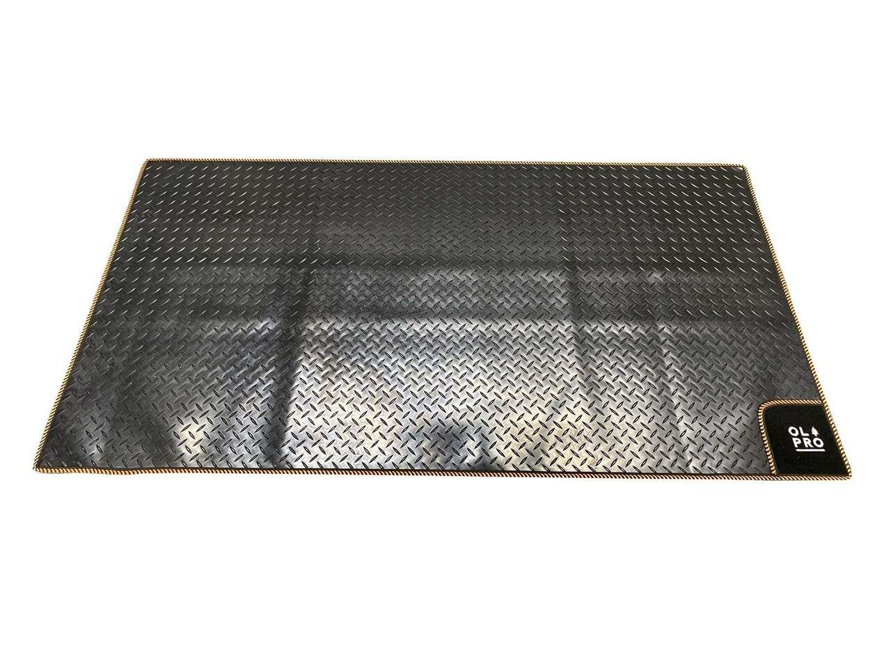 OLPRO - Awning Tunnel Mat 1500mm x 800mm Black Rubber with Orange Edge Trim | OM16