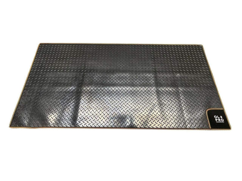 OLPRO - Awning Tunnel Mat 1500mm x 800mm Black Rubber with Orange Edge Trim | OM16