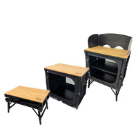 OLPRO - Bamboo 3 in 1 Folding Table/Storage Camping Cupboard | FU556