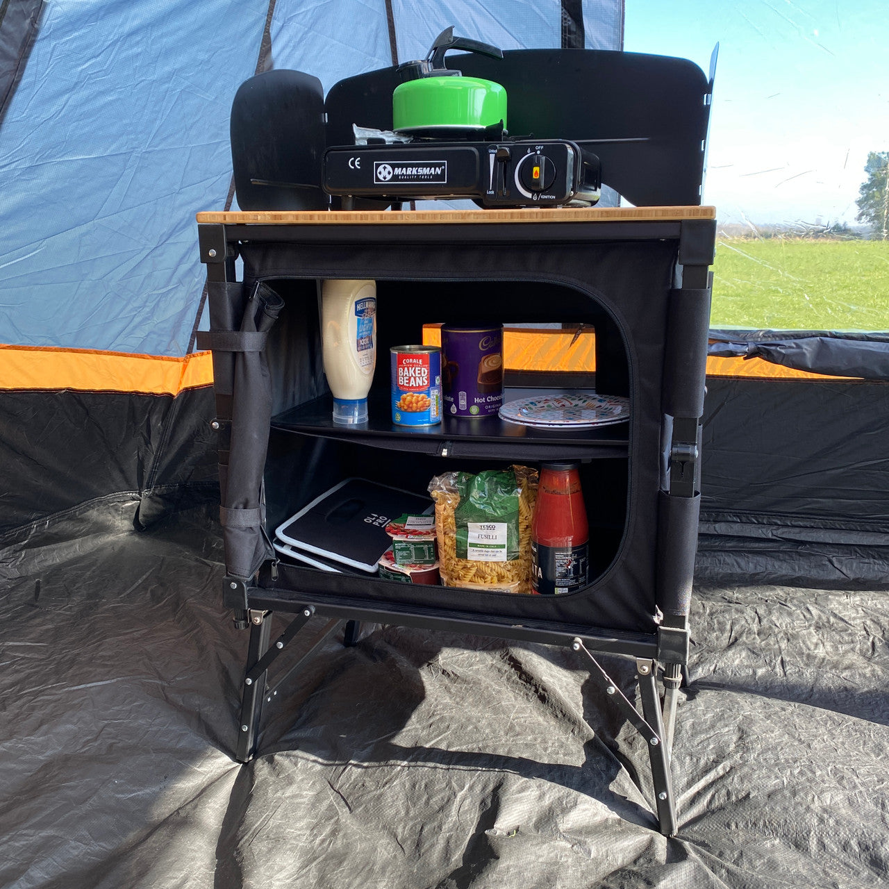 OLPRO - Bamboo 3 in 1 Folding Table/Storage Camping Cupboard | FU556