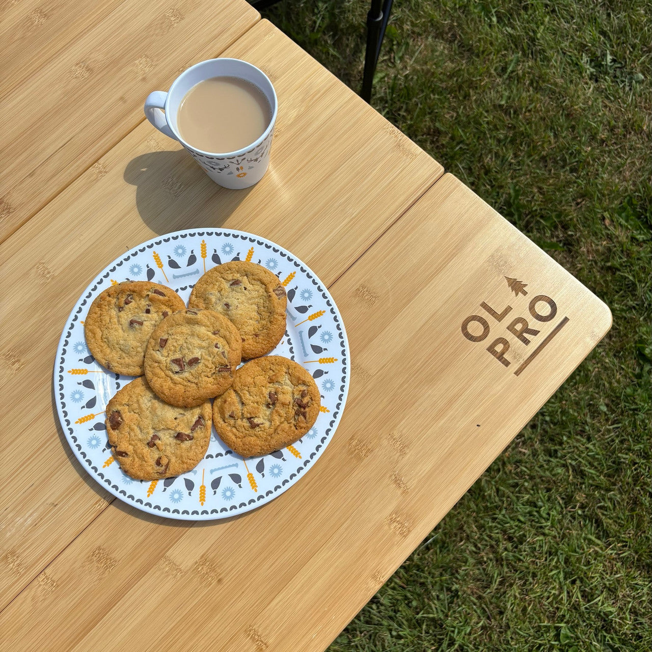 OLPRO - Bamboo Camping Table 4 Folding 90cm x 90cm | FU558