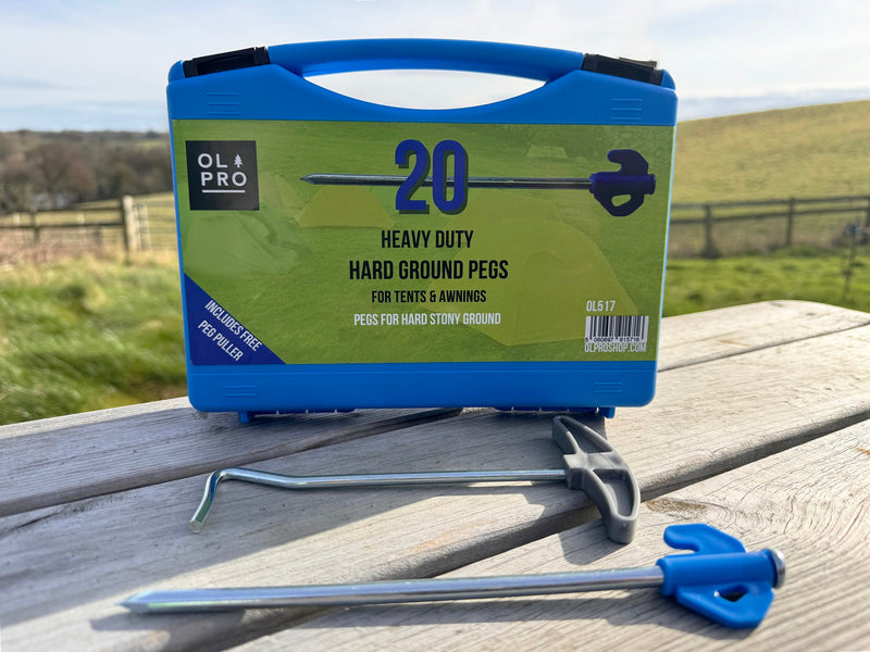 OLPRO - Case of 20 Hard Ground Pegs and Peg Puller | OL517