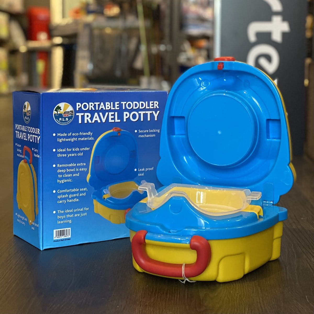 Child’s fold away travel toilet porta potti