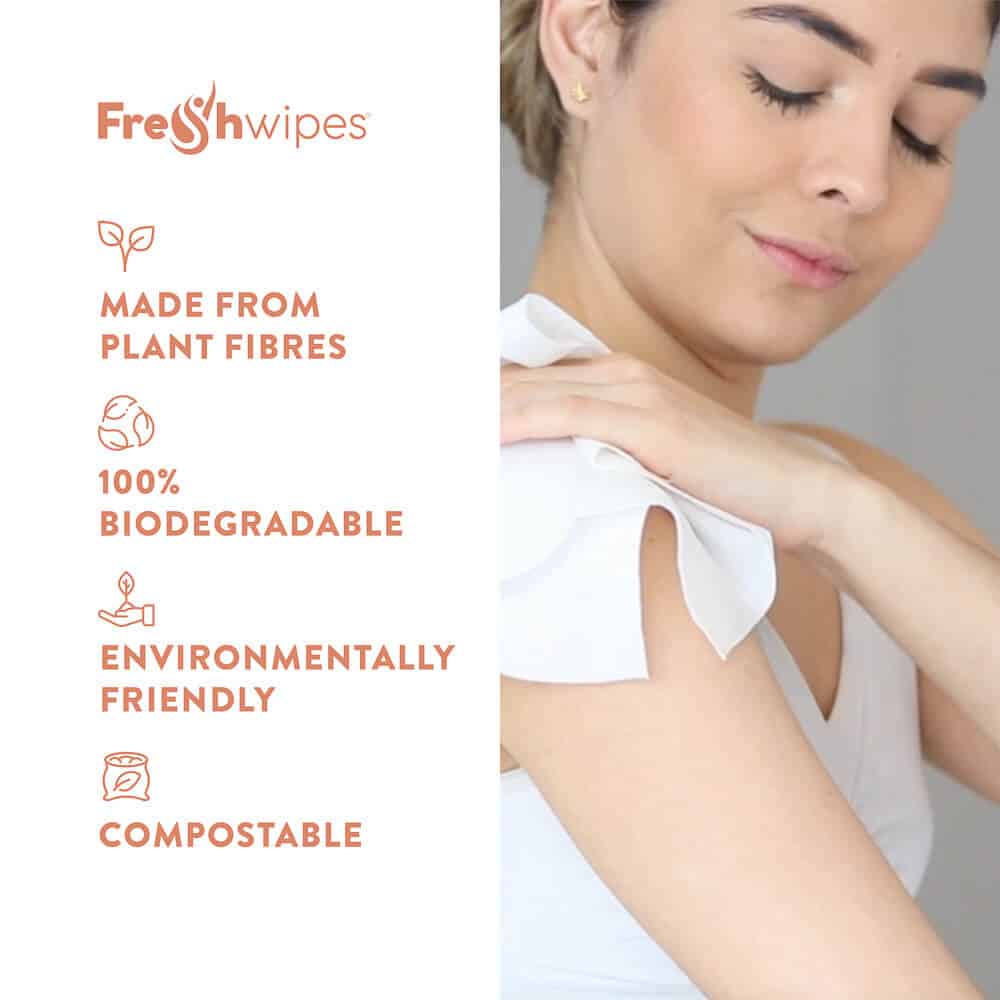 FreshWipes - Antibacterial and Biodegradable No Rinse Body Wipes