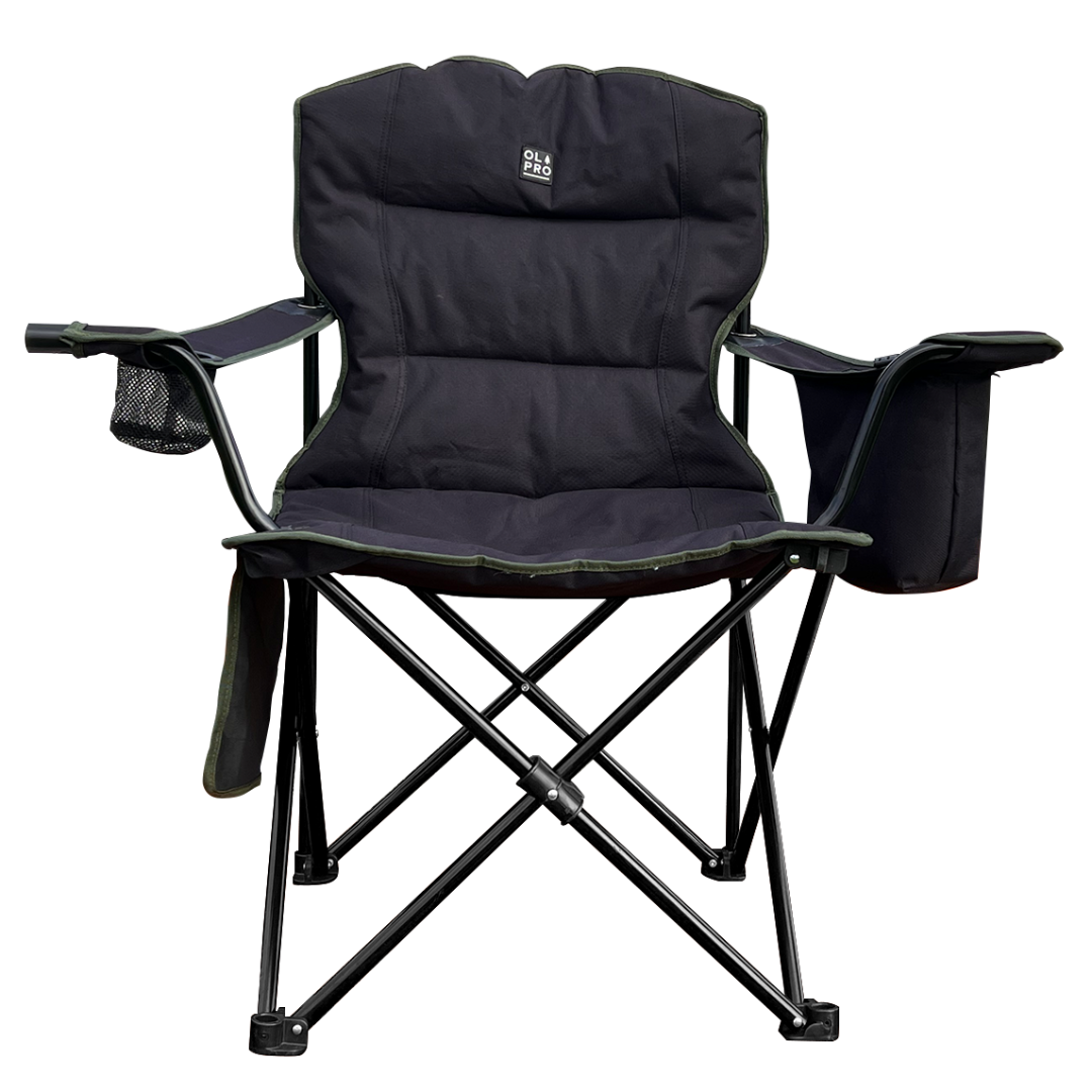 OLPRO - Henwick Padded Folding Camp Chair Black & Green | FU108