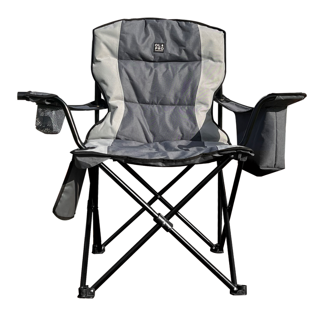 OLPRO - Henwick Padded Folding Camp Chair - Grey & Charcoal | FU107