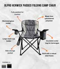 OLPRO - Henwick Padded Folding Camp Chair - Grey & Charcoal | FU107