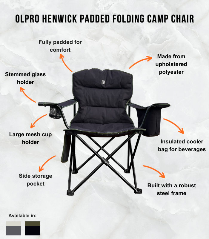 OLPRO - Henwick Padded Folding Camp Chair Orange & Black | FU114